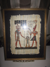 TWO (2) LARGE EGYPTIAN FRAMED PAPYRUS PICTURES