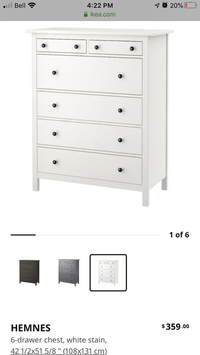 Two hemnes IKEA tall boy white dresser chest of drawers Dressers