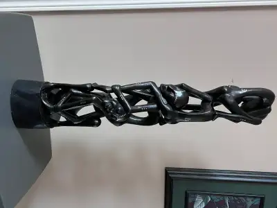 EBONY FAMILY TREE OF LIFE STATUEMEASURES 41” HIGH EBONY WITH MOTHER OF PEARL INLAY HEAVY, QUALITY ST...