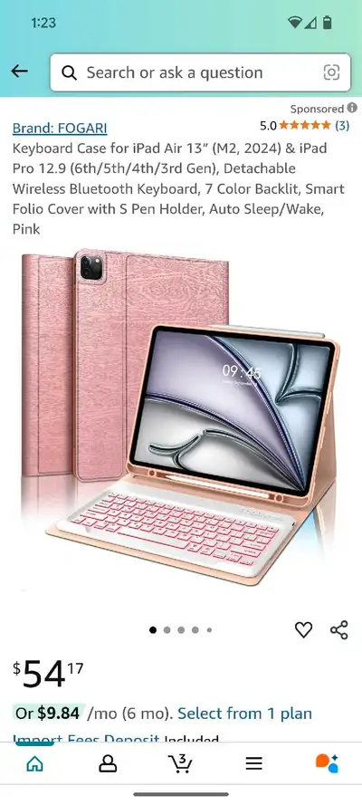Compatibility】The case with keyboard is compatible with New iPad Air 13-inch (M2, 2024), iPad Pro 12...