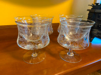 Vintage Etched Floral Shrimp Cocktail Chiller Glasses W/Cup