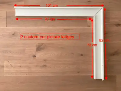 Selling a beautiful set of 5 white picture ledges from IKEA, perfect for displaying art, photos, boo...