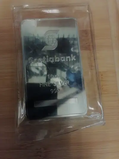 Scotiabank 10 oz Fine Silver Bar Scotiabank Silver Bars are 100% real and authentic. They contain 10...