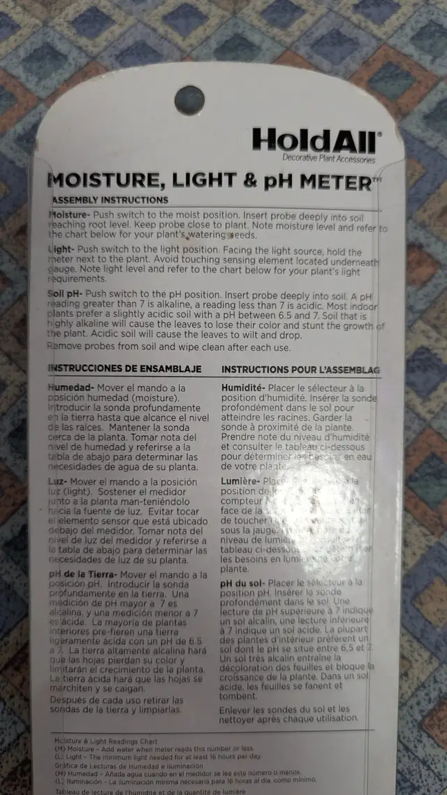 NEW Houseplant Soil Meter 3 in1 pH/Moisture/Light Meter Promotes in Plants, Fertilizer & Soil in City of Toronto - Image 4