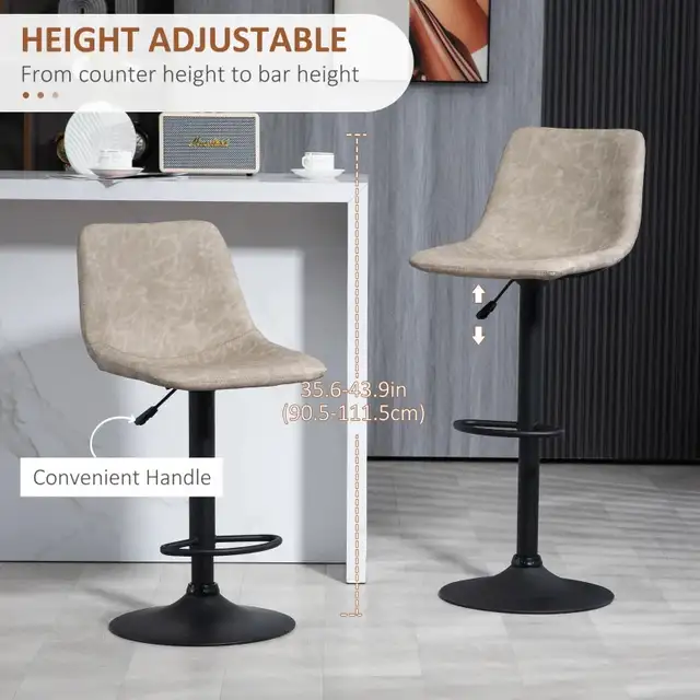 Adjustable Counter Height Bar Stool, 360° Swivel Kitchen Counter in Chairs & Recliners in Markham / York Region - Image 4