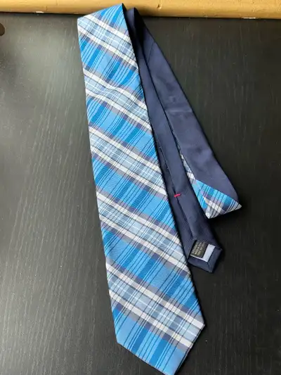 Tommy Hilfiger Blue Plaid Silk Tie Made in Italy, View more