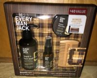 Every Man Jack Beard Kit Mens Beard Face Wash Oil Balm Comb NEW