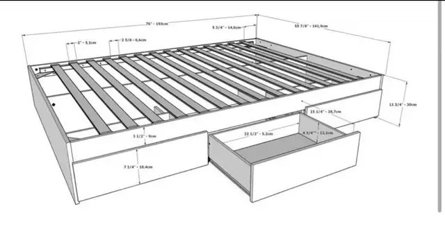 Storgae bed frame Double in Beds & Mattresses in Oshawa / Durham Region - Image 2