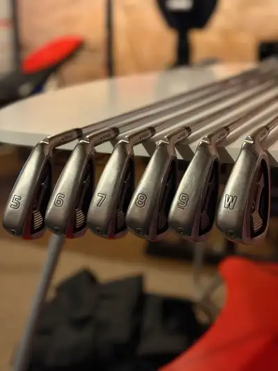 Solid set of Ping G410 irons. Includes 5, 6, 7, 8, 9, and W (pitching wedge). Shafts are Tour 80 R-f...