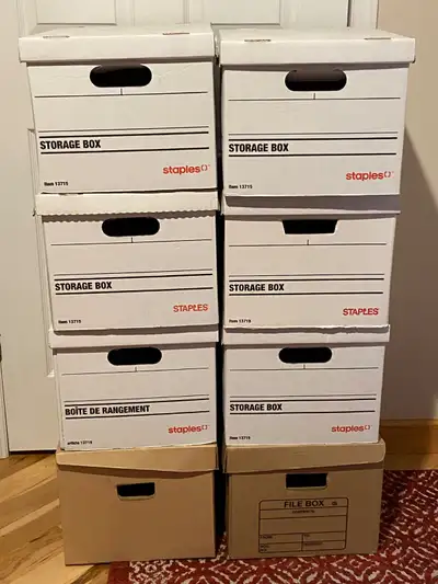 8 File Storage Boxes. Like New., View more