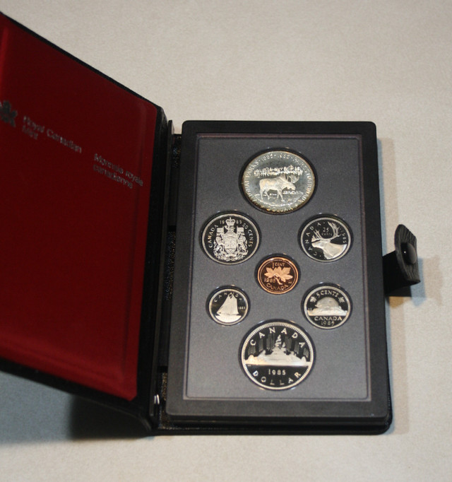 1985 Royal Canadian Mint Double Dollar Proof Coin Set Hard Box in Hobbies & Crafts in Saint John