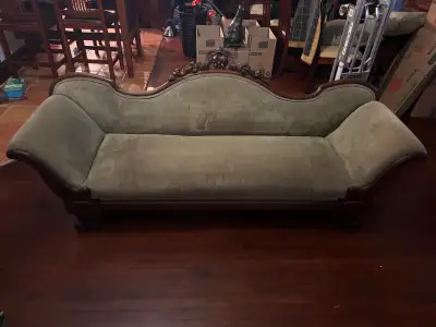 $1200 or best offer - Beautiful antique Victorian sofa featuring a solid mahogany hand-carved frame...