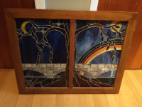 Stained Glass in Hardwood Window Frame