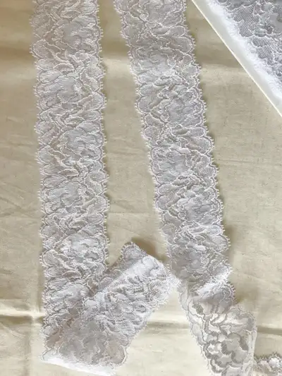 1.97” x 1 yd Floral Embroidered Lace Trim Stretch White, View more