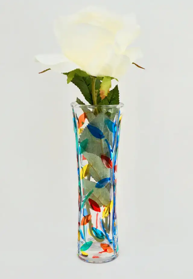 Artisan Handcrafted Italian Glass Vase – 7.5” Tall63611955993219120