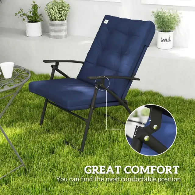 Set of 2 Outdoor Folding Chairs with Adjustable Backrest, Padded in Patio & Garden Furniture in Markham / York Region - Image 7