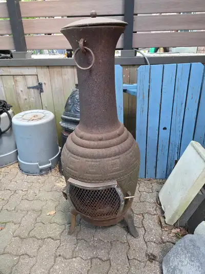 cast iron chiminea (SOLD PENDING PICKUP), View more