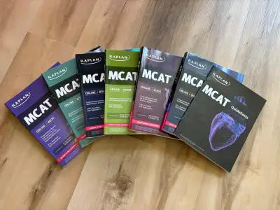 Kaplan MCAT review books. Some highlighting in them, otherwise excellent condition.