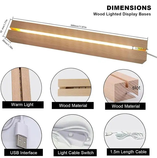 New Wooden LED Light Display Base 2 Pieces  in Home Décor & Accents in Oshawa / Durham Region - Image 3