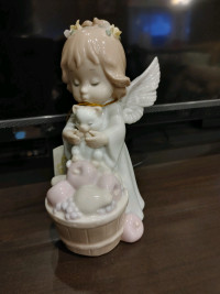 Adeline fine handmade porcelain figurine Angel with kitten