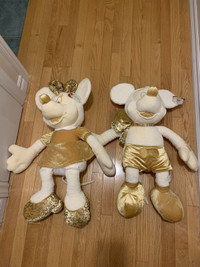 MICKEY AND MINNIE  MOUSE LARGE GOLD PLUSH CHARACTERS ***NEW**