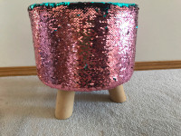 Sequin Stool With Natural Wood Tapered Legs