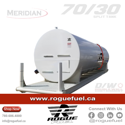 Meridian 75,000 Litre/ 16,498 Gallon Double Wall 70/30 Split Fuel Tank & Skid, Fully Welded Saddle -...