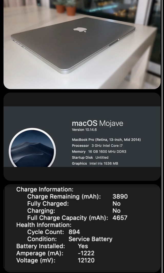 Macbook pro 13” retina i7 processor  in Laptops in City of Toronto