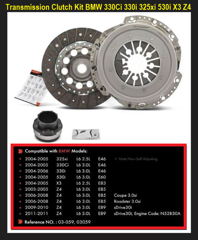 (NEW) Transmission Clutch Kit BMW 330i 330Ci 325xi 530i X3 Z4, View more