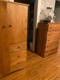 Solid wood/birch dresser and armoire . 
