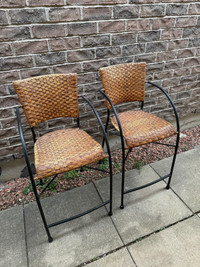Set of 2 - Outdoor wicker bar stools