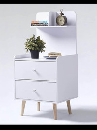 Night Stand, Functional Side Table, Wood End Table with 2 Drawer