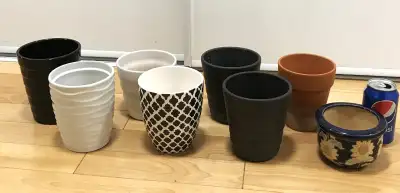 Lot of Ceramic Flower/Plant Pots Medium Size No Drainage Total 8, View more
