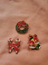 Vintage Christmas  Pins set of  3