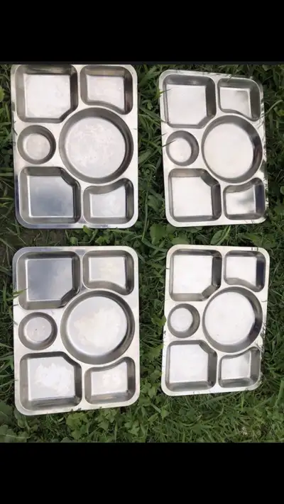 Stainless steel plates with compartments., View more