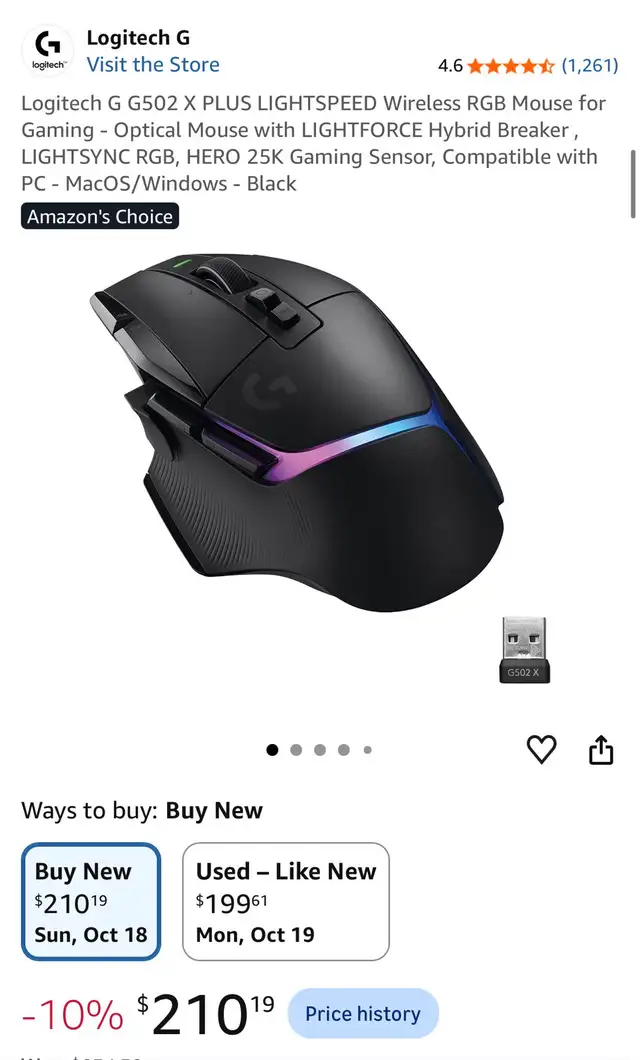 g502 X plus gaming mouse590539091210424321
