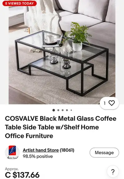 glass coffee table , View more