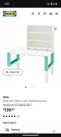 Ikea kids desk with hutch (pahl). White with green
