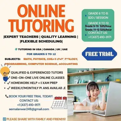 Expert tutoring available for Middle School, High School, and University-level students in a wide ra...