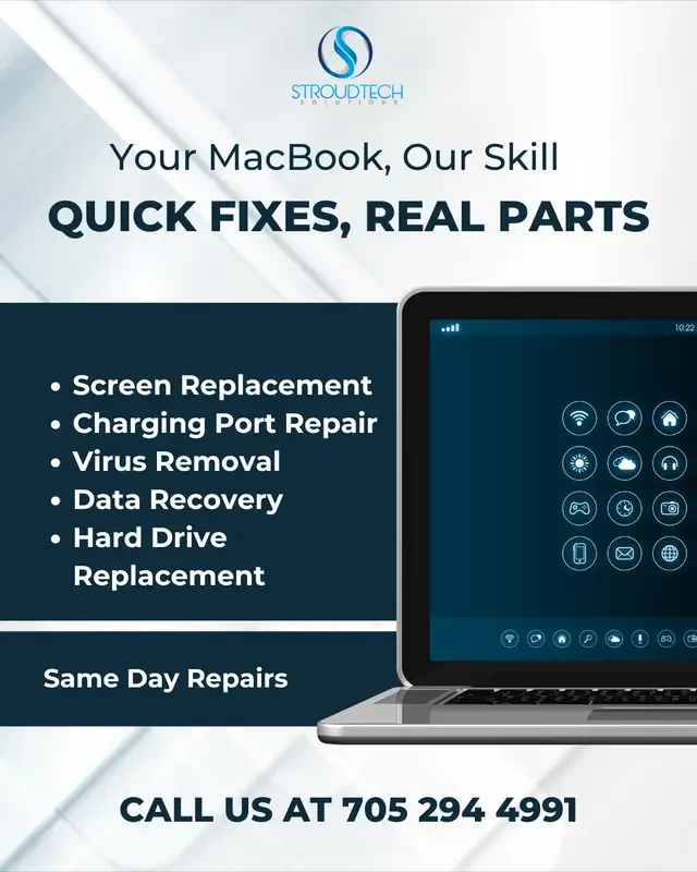 MACBOOK SCREEN EXPERT - 705 294 4991 in Laptops in Barrie - Image 2