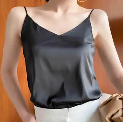 Silk Camisole, black , medium size, length 58CM, suitable for we, View more