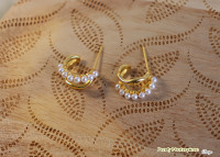Brass Clip Pearl Earrings