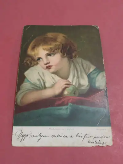 Beautiful Hungary art postcard of cherub postmarked 1918, View more