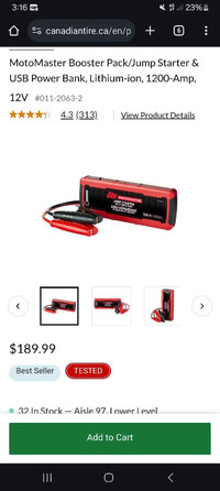 MotoMaster Booster Pack/Jump Starter & USB Power Bank, Lithium-i