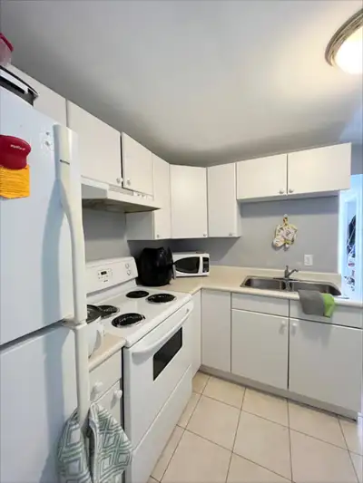 Two bedrooms, full bathroom, kitchen with dining area , own laundry room suite in landlord occupied...