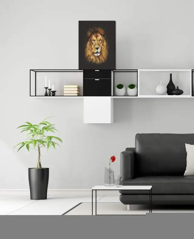 Mighty Lion Animal Painting Print on Canvas Framed Ready to Hang in Arts & Collectibles in City of Toronto - Image 7