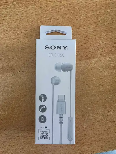 Brand New Sony IER-EX15C earphones with a USB-C connection. They feature a built-in microphone for c...