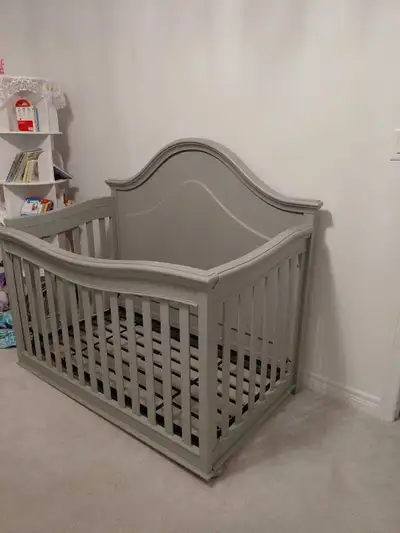 Grey baby crib, View more