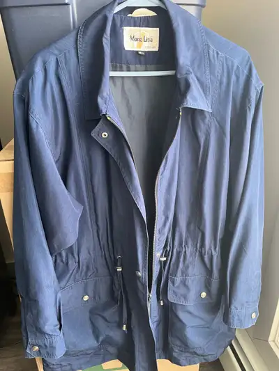 (Size 18 1/2) Ladies Navy Blue LINED 3/4 Outerwear Zippered, View more