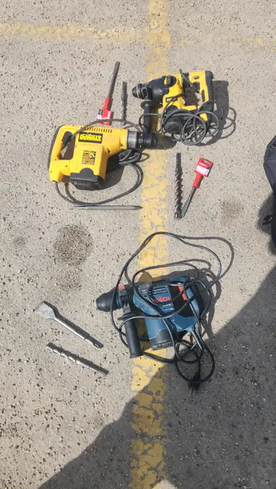 3 hammer drills sds plus 2 dewalt and one bosch 535$all, View more